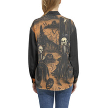 Load image into Gallery viewer, E4MD Spirit Graveyard Spooky Long Sleeve Button Up Casual Top