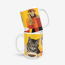 Load image into Gallery viewer, E4MD Abstract "Cats, Coffee, and Stranger Danger Clipart" Classic Glossy Mug