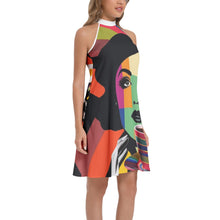 Load image into Gallery viewer, E4MD Classy & Caffeinated Tie Back Halter Neck Flared Dress