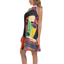 Load image into Gallery viewer, E4MD Classy & Caffeinated Tie Back Halter Neck Flared Dress