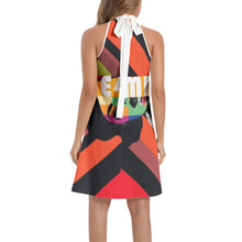 Load image into Gallery viewer, E4MD Classy & Caffeinated Tie Back Halter Neck Flared Dress