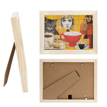 Load image into Gallery viewer, Cats, Coffee and Stranger Danger Jigsaw Puzzle Photo Frame
