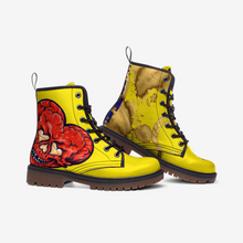 Load image into Gallery viewer, E4MD Yellow Coffee Stained Leather Lightweight boots
